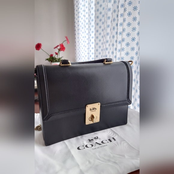 Coach 1941 Hutton Black Briefcase Leather Shoulder Bag (2 Straps incl) - Picture 2 of 13